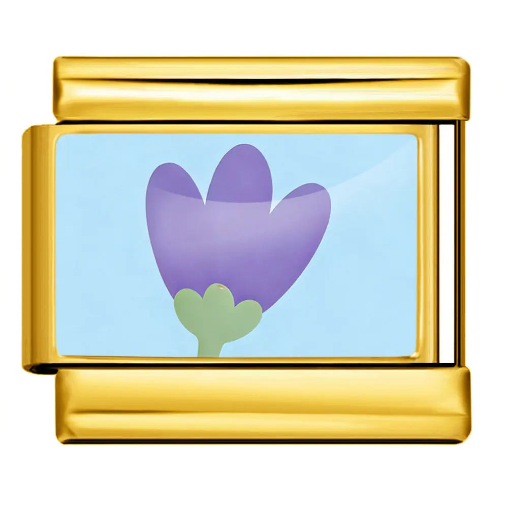 Gold-Charm lila Blume