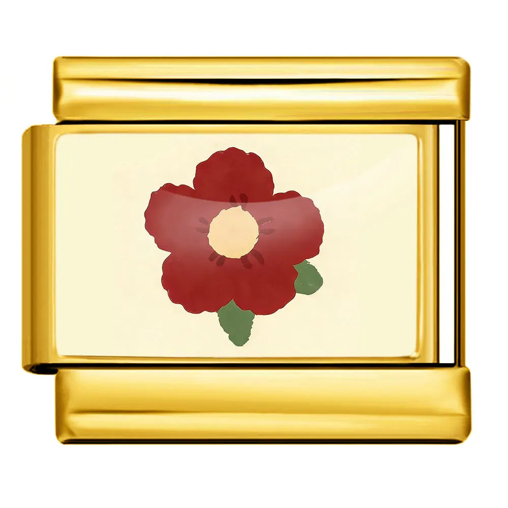Gold-Charm rote Blume
