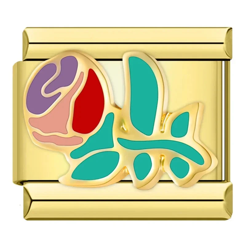 Gold-Charm bunte Blumen