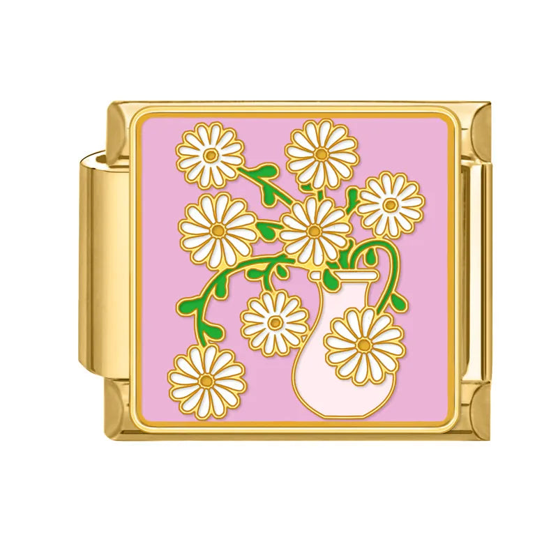Gold-Charm weiße Blume