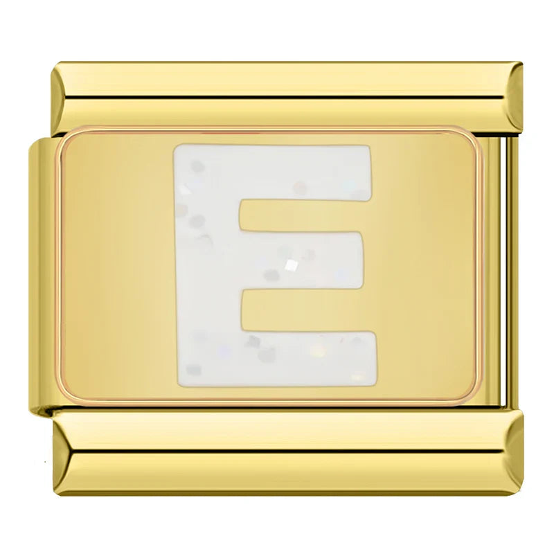 Gold-Charm Glitzer Buchstabe E