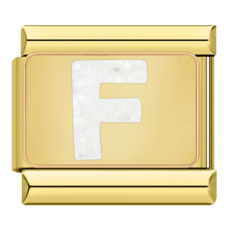 Gold-Charm Glitzer Buchstabe F