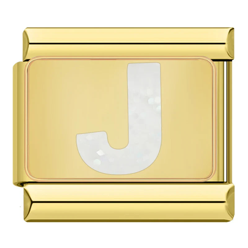 Gold-Charm Glitzer Buchstabe J