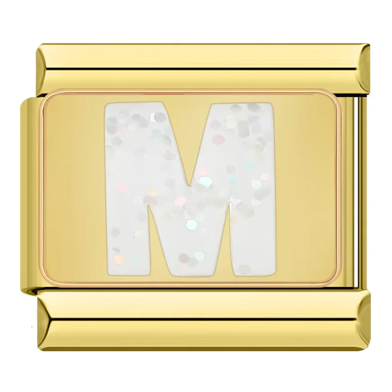 Gold-Charm Glitzer Buchstabe M