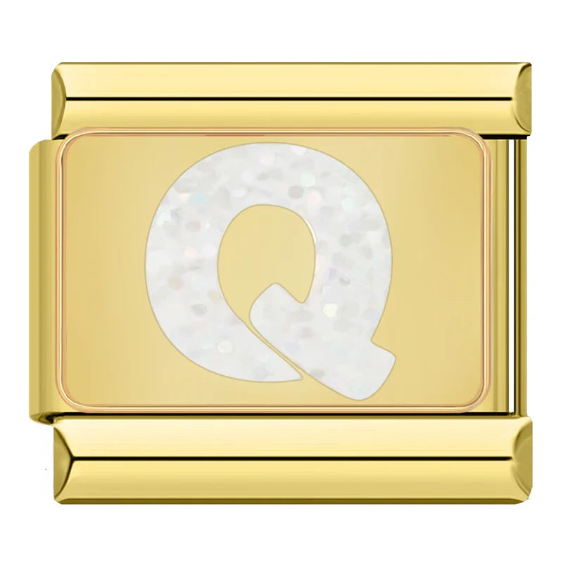 Gold-Charm Glitzer Buchstabe Q