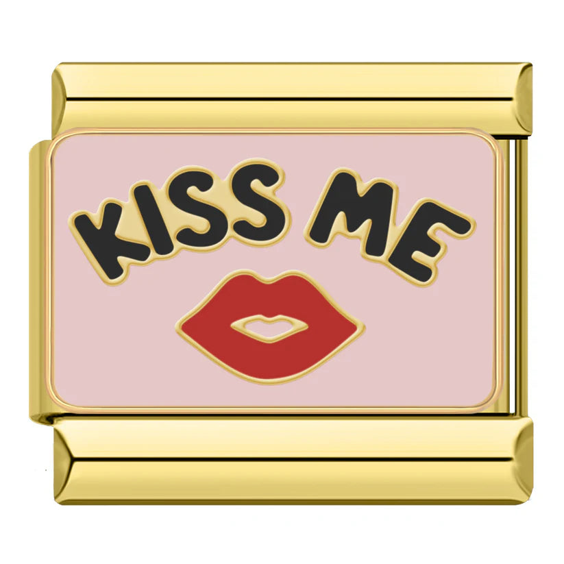 Gold-Charm Liebes Spruch KISS ME