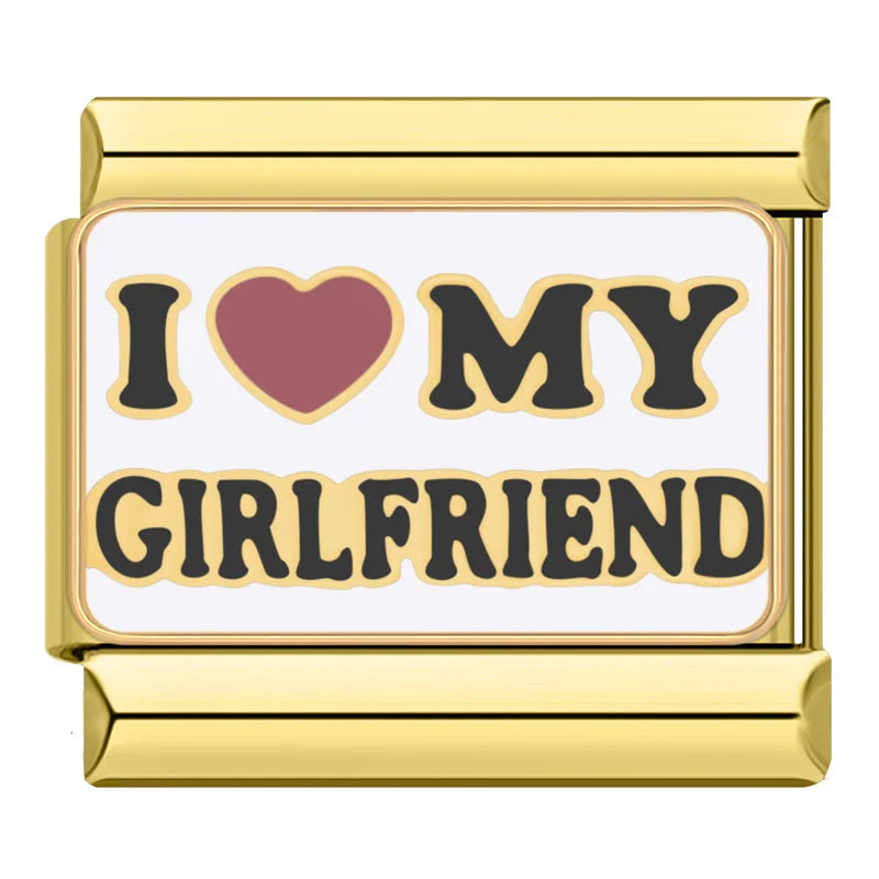 Gold-Charm Familie & Freunde Liebes Spruch I LOVE MY GIRLFRIEND
