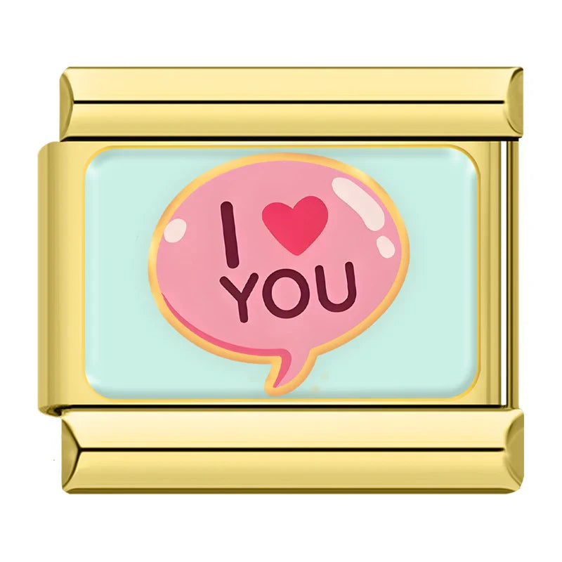 Gold-Charm Liebes Spruch I LOVE YOU