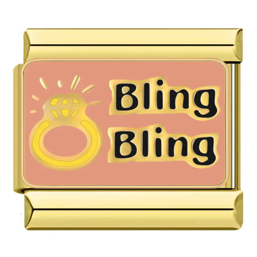 Gold-Charm Liebes Spruch Bling Bling