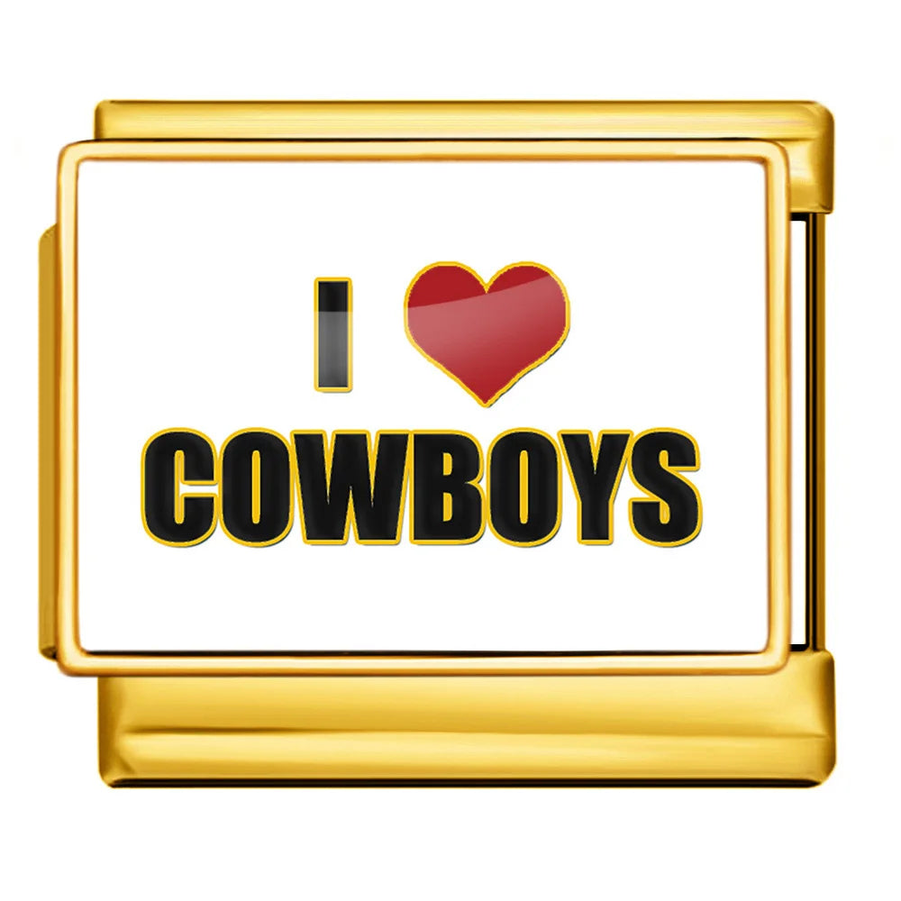 Gold-Charm Liebes Spruch I LOVE COWBOYS