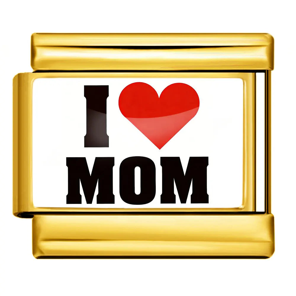 Gold-Charm Familie & Freunde Liebes Spruch I LOVE MOM