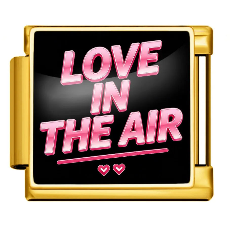 Gold-Charm Liebes Spruch LOVE IN THE AIR