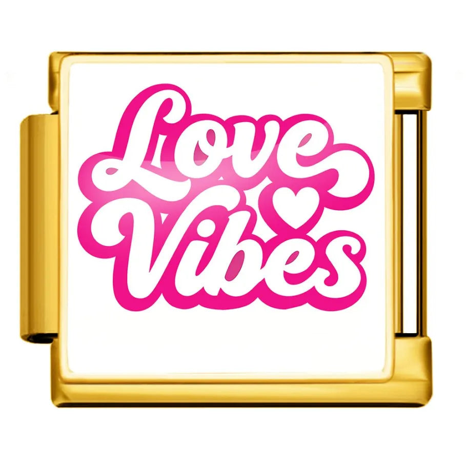 Gold-Charm Liebes Spruch Love Vibes