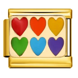 Gold-Charm Liebe bunte Herzen