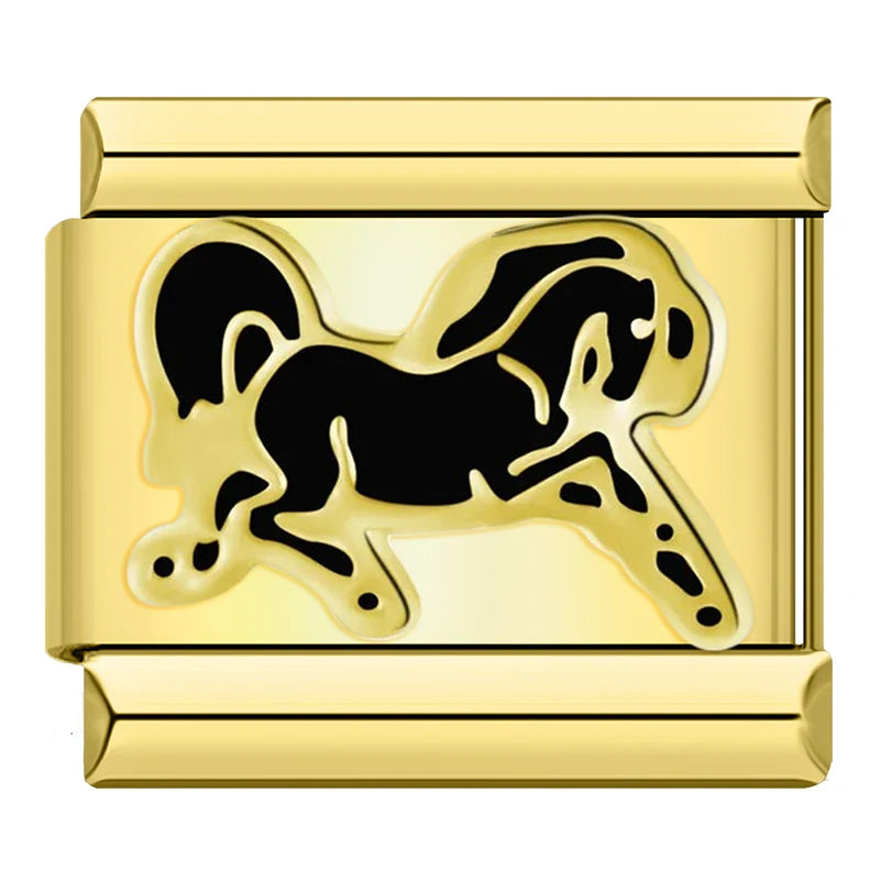 Gold-Charm Tier Pferd