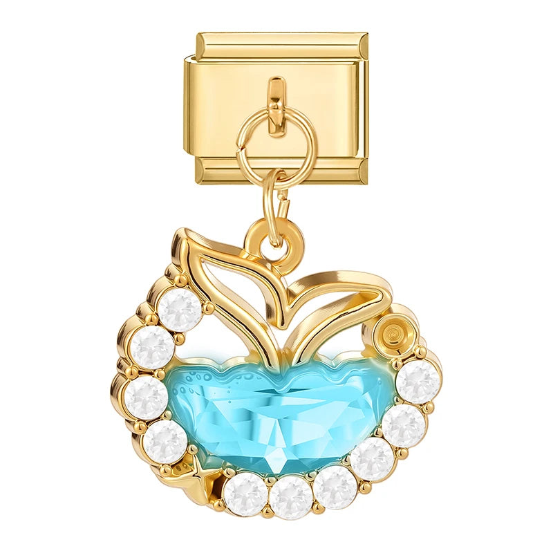 Gold-Charm Funkel Tier Anhänger Delfinflosse