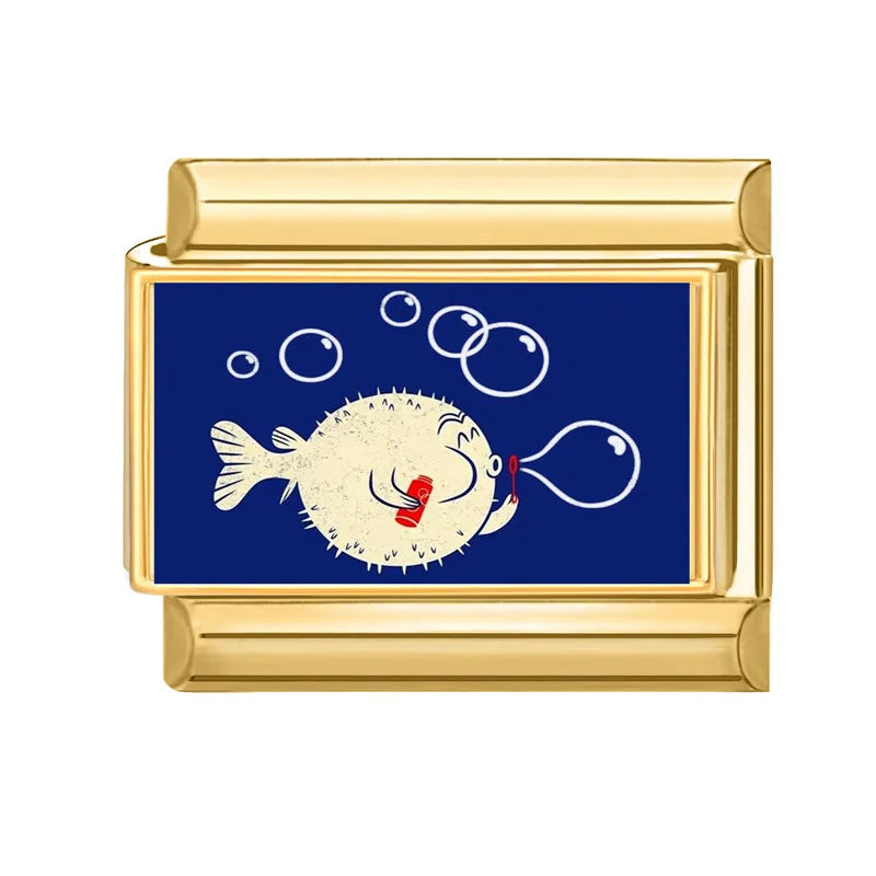 Gold-Charm Tier Kugelfisch