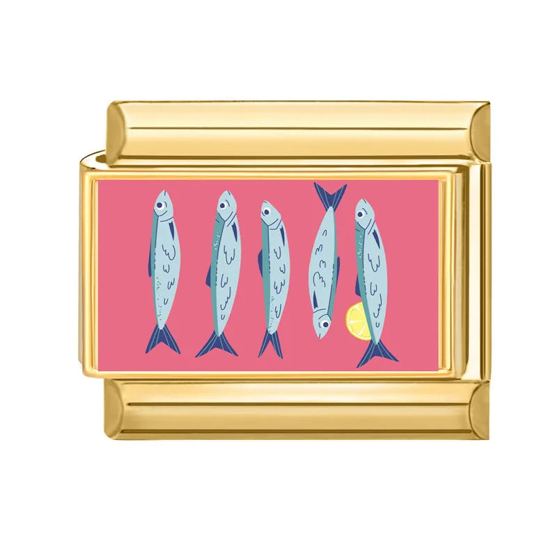 Gold-Charm Tiere Fische Sardinen