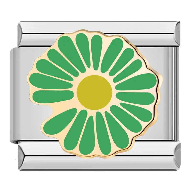 Silber-Charm grüne Blume