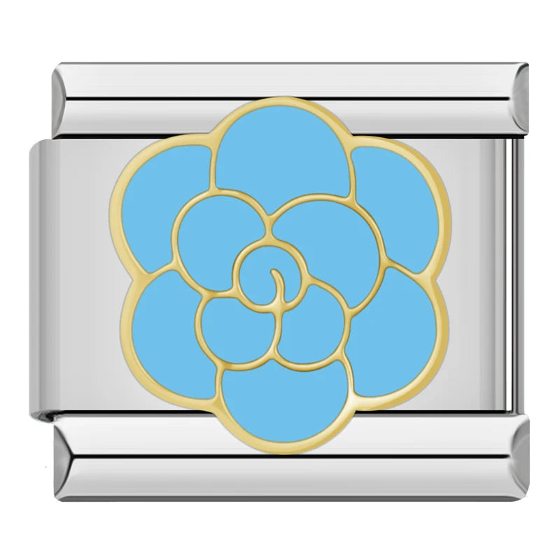 Silber-Charm blaue Blume