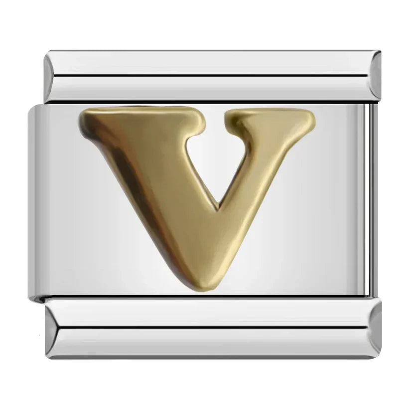 Silber-Charm Buchstabe V