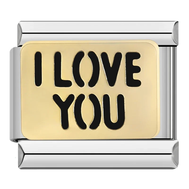 Silber-Charm Liebes Spruch I LOVE YOU
