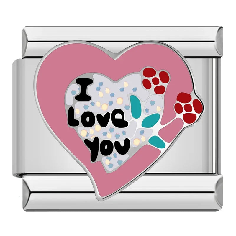 Silber-Charm Liebes Spruch I Love You