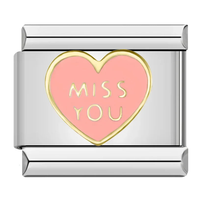 Silber-Charm Liebes Spruch MISS YOU
