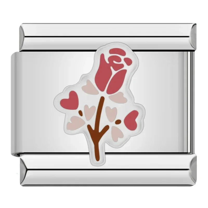 Silber-Charm Liebes Herzen Blume