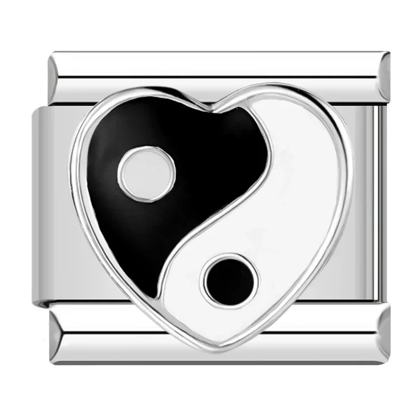 Silber-Charm Liebes Herz Yin & Yang