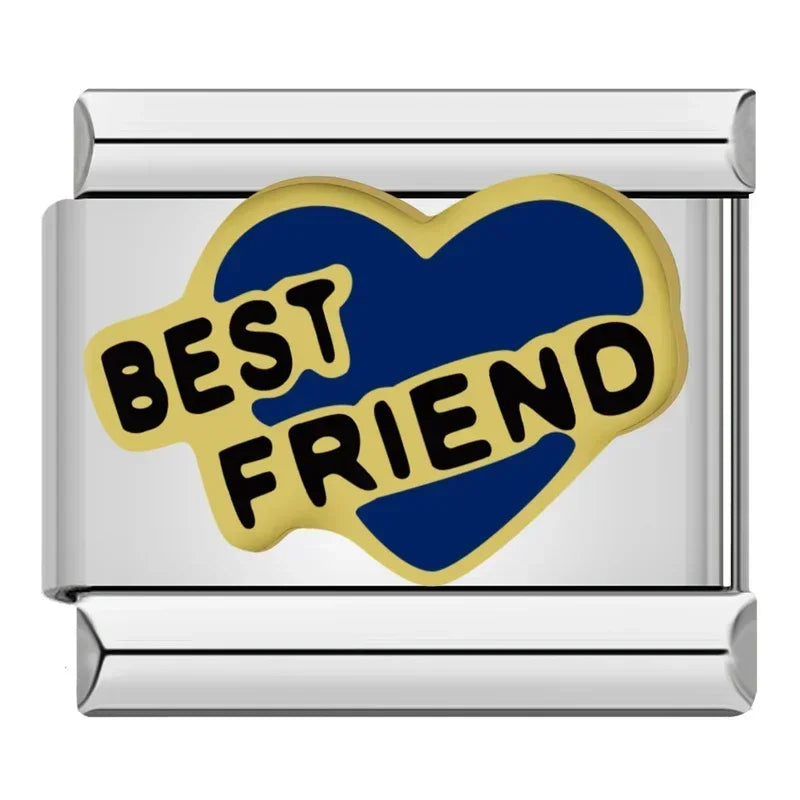 Silber-Charm Familie & Freunde Liebes Spruch Best Friend