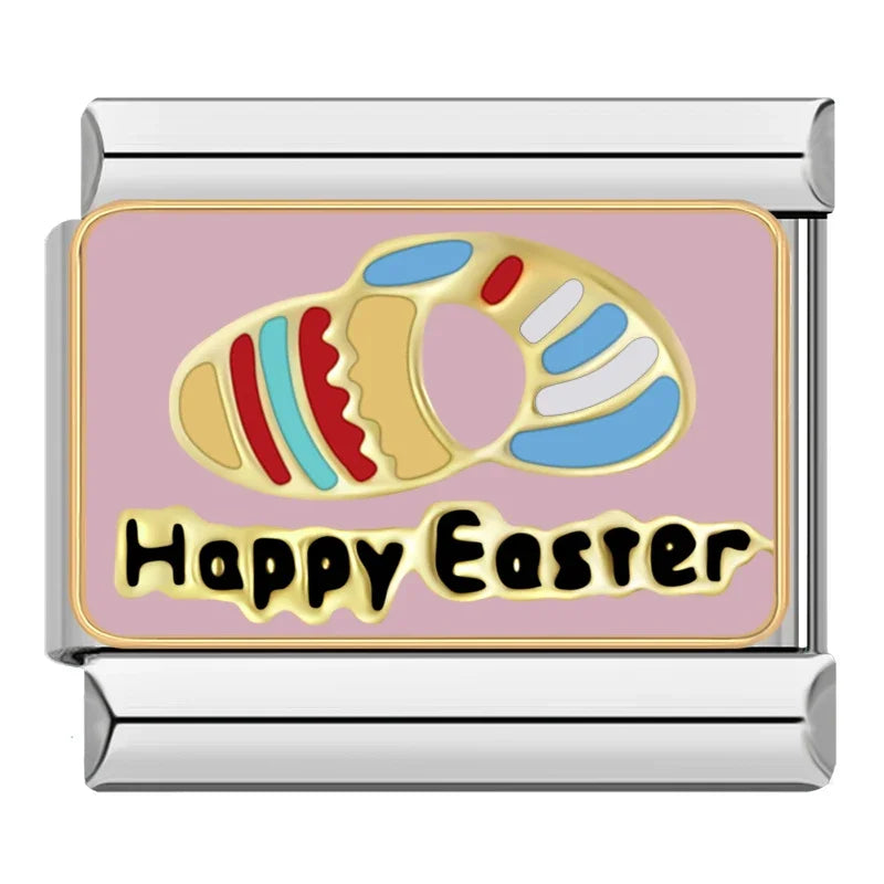 Silber-Charm Spruch Happy Easter