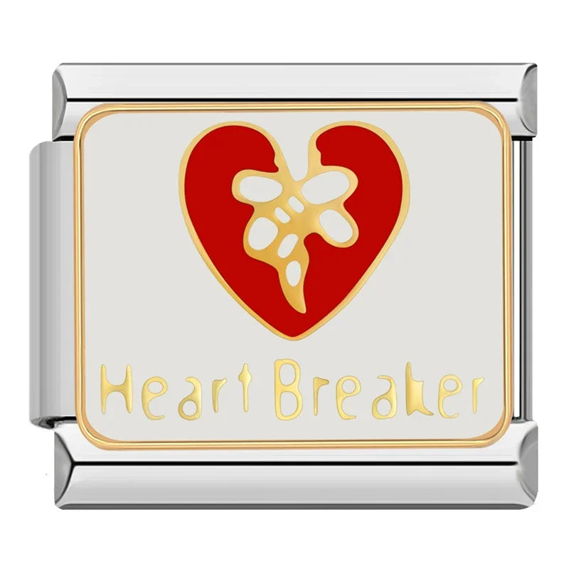 Silber-Charm Liebes Spruch Heart Breaker