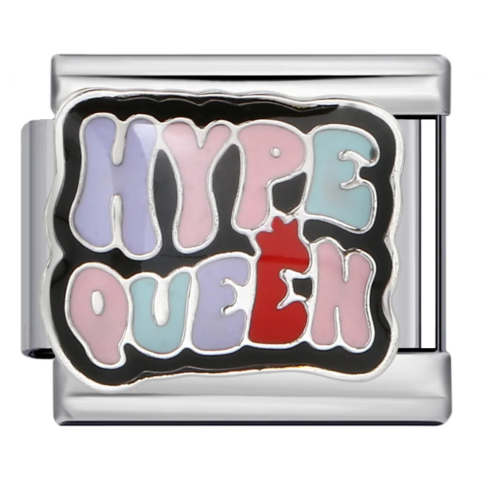 Silber-Charm Spruch HYPE QUEEN