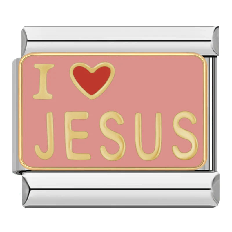 Silber-Charm Symbol Liebes Spruch I Love Jesus