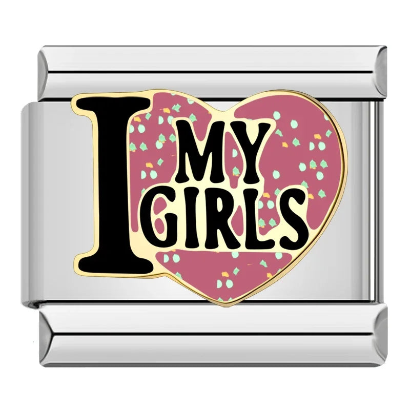Silber-Charm Funkel Familie & Freunde Liebes Spruch I Love My Girls