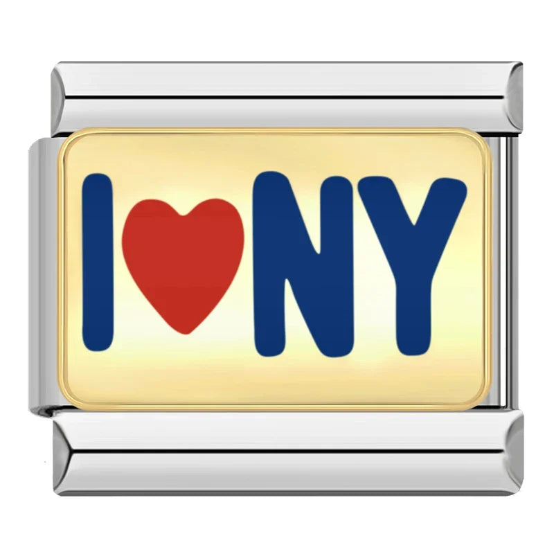 Silber-Charm Stadt & Land Liebes Spruch I Love NY