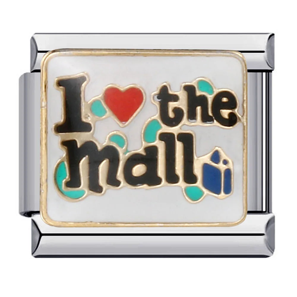 Silber-Charm Liebes Spruch I Love the Mall