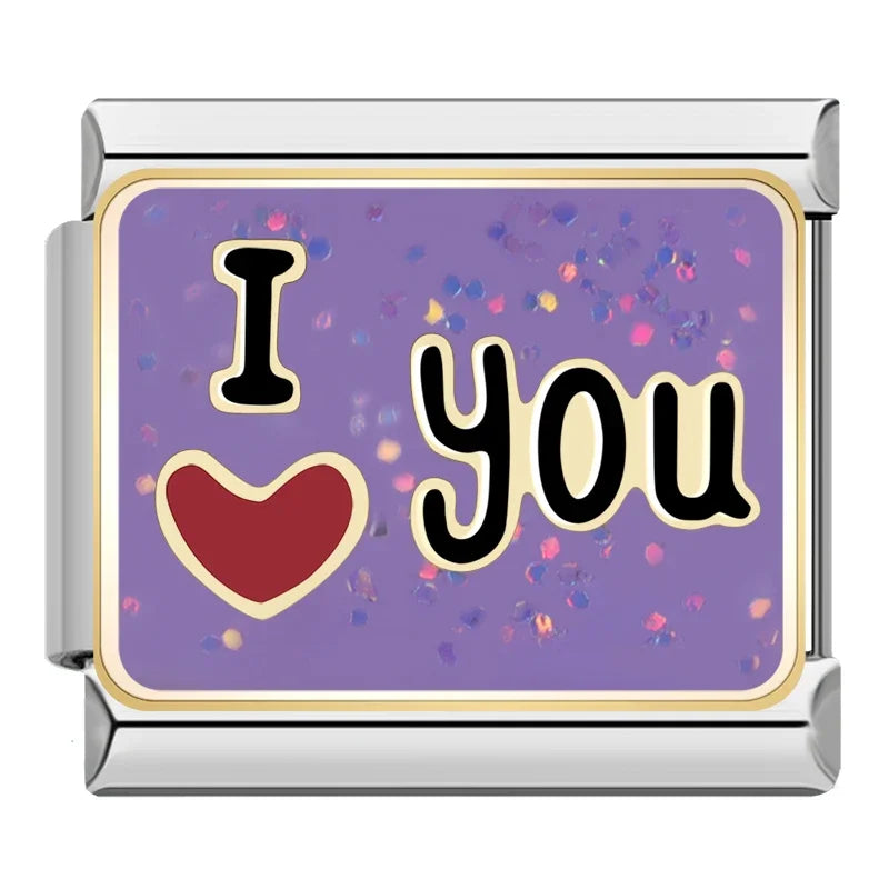 Silber-Charm Funkel Liebes Spruch I Love You