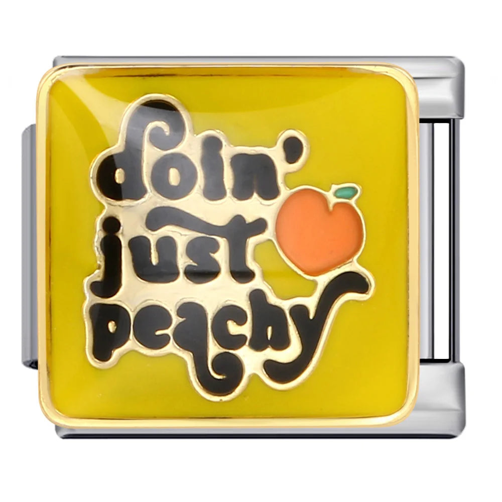 Silber-Charm Spruch doin' just peachy