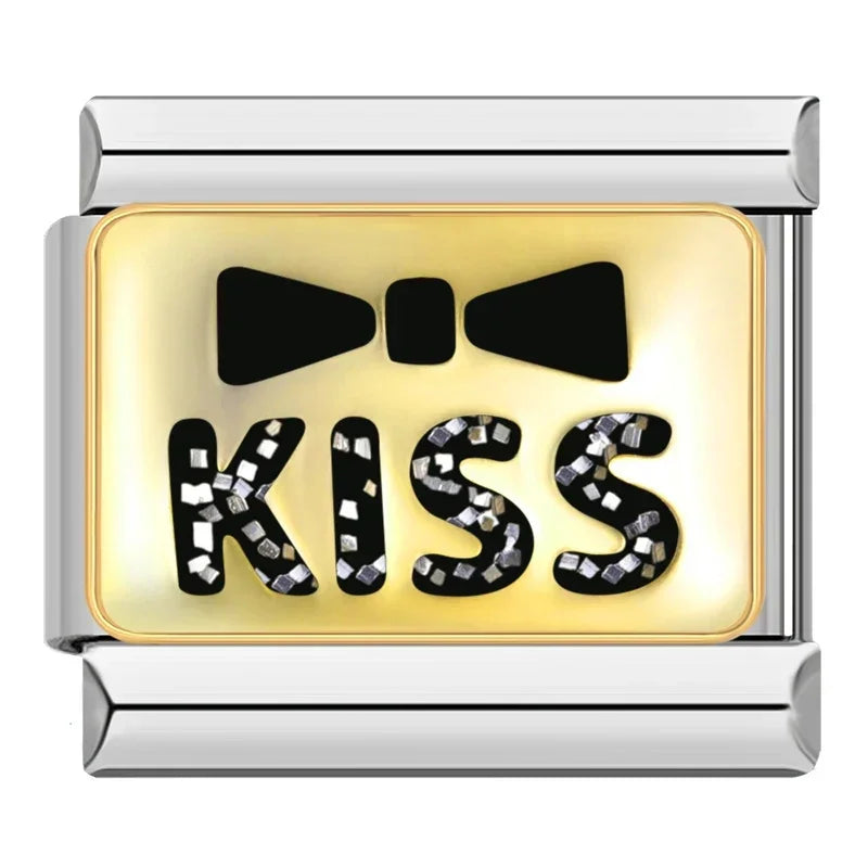 Silber-Charm Funkel Liebes Spruch Kiss