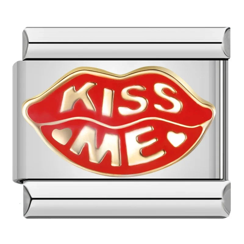 Silber-Charm Liebes Spruch KISS ME