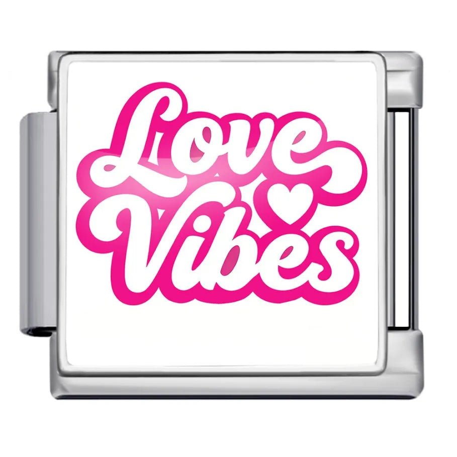 Silber-Charm Liebes Spruch Love Vibes