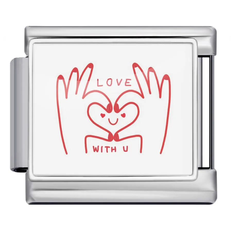 Silber-Charm Liebes Spruch Love With U