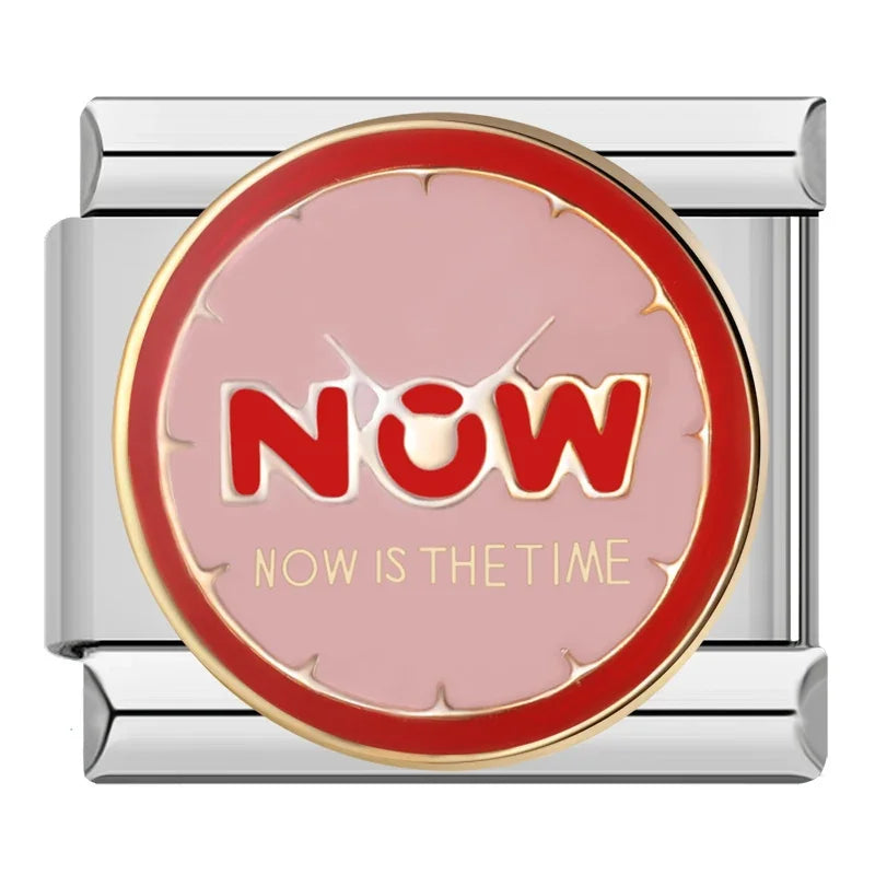 Silber-Charm Spruch Now is the Time