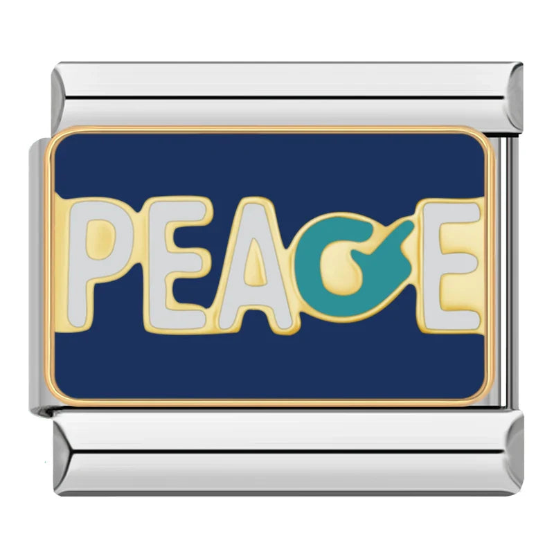 Silber-Charm Spruch PEACE