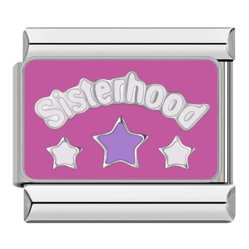 Silber-Charm Familie & Freunde Spruch Sisterhood