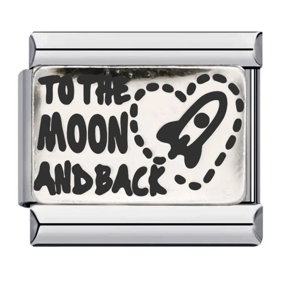 Silber-Charm Liebes Spruch Love to the Moon and back