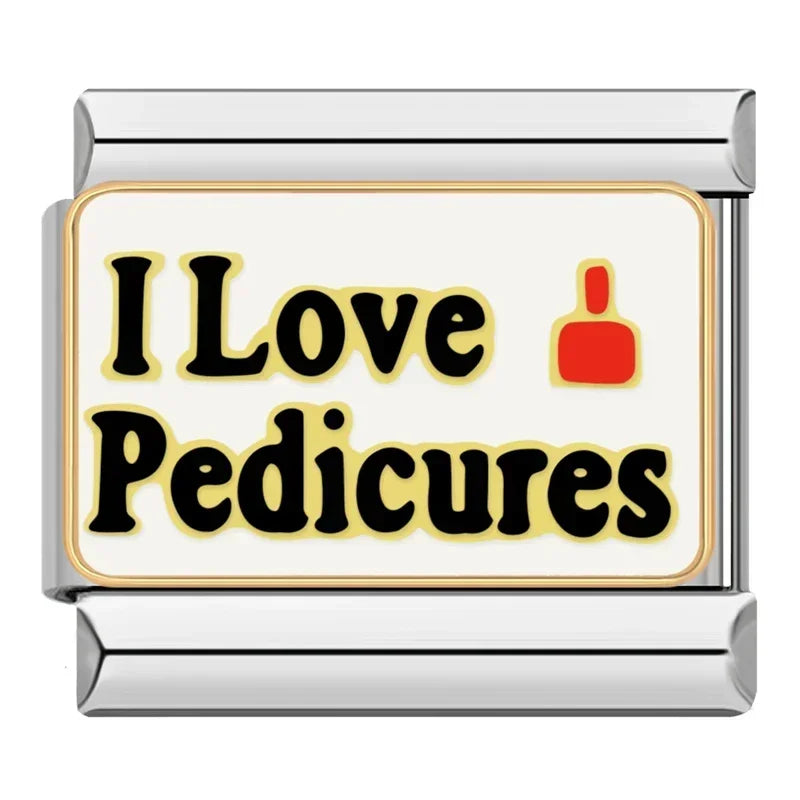 Silber-Charm Liebes Spruch I Love Pedicures