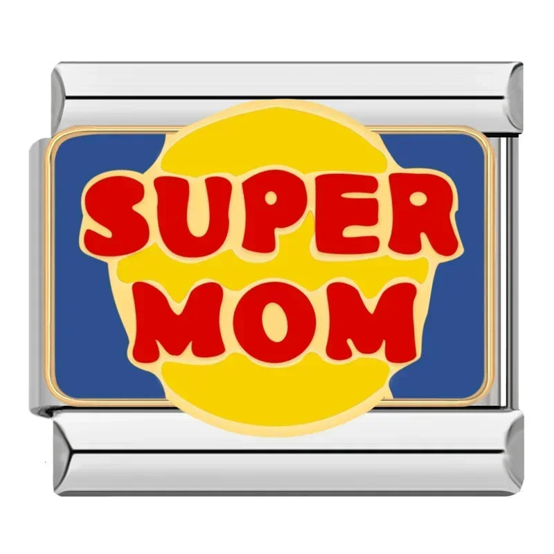 Silber-Charm Familie & Freunde Spruch SUPER MOM